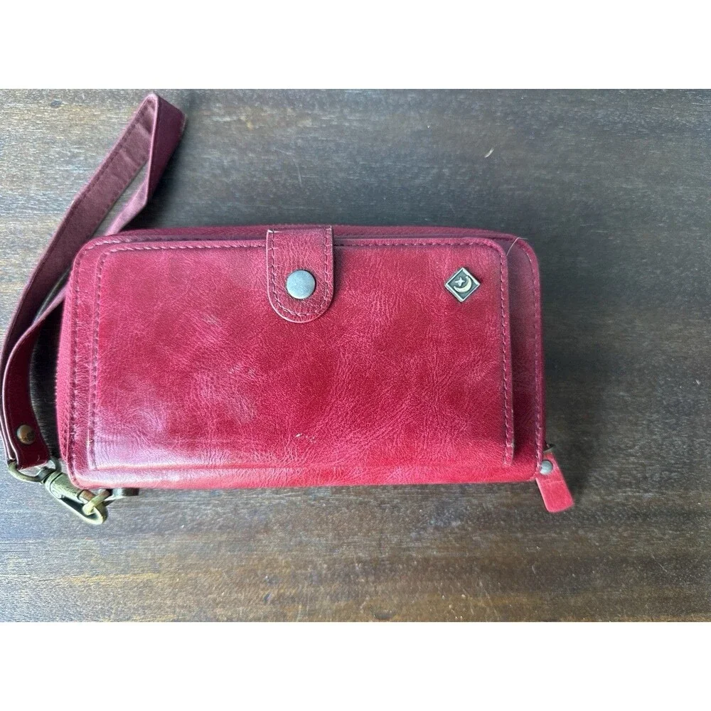 Pola - PU Red Leather Long Clutch Trifold Wallet Credit Card ID Purse Wristlet